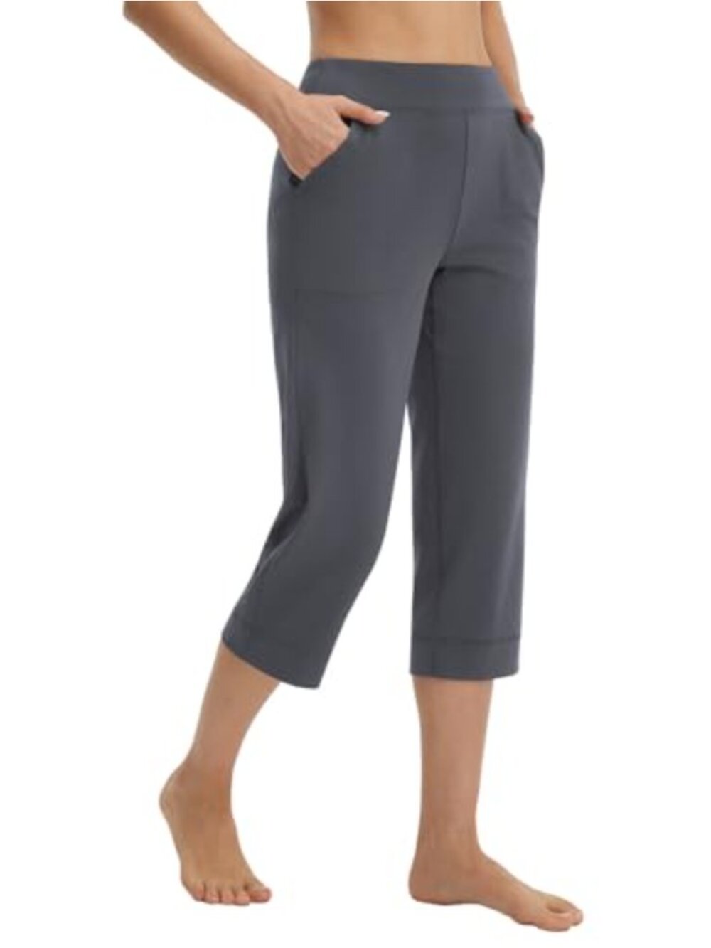 baleaf Women's High Waisted Straight Leg Yoga Capris with Pockets 21"